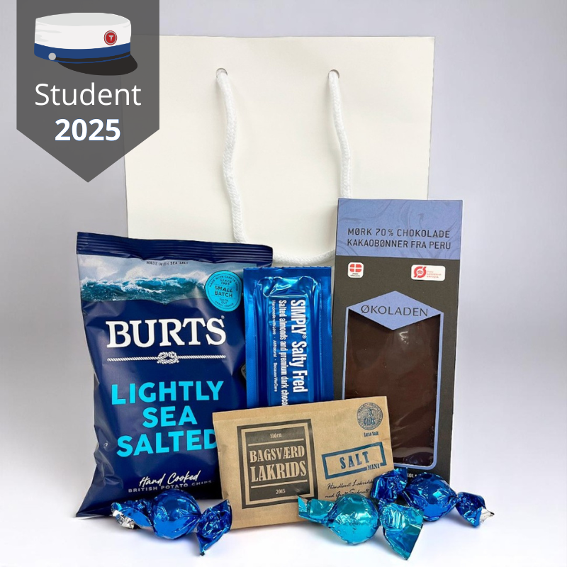 Gavepose til den blå student. Send en sød hilsen