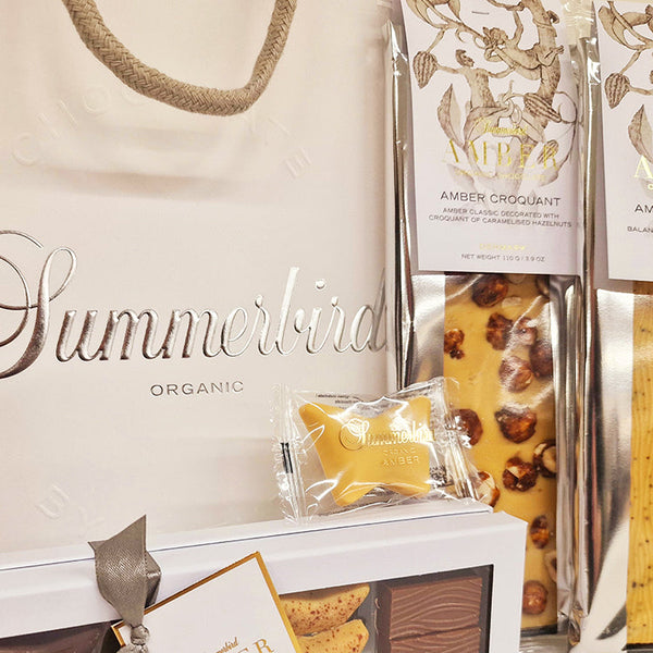 Gavepose med Amber chokolade fra Summerbird Organic