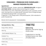 Vingummi med hvid chokolade, passionsfrugt og mango. Flowpack - Box the original