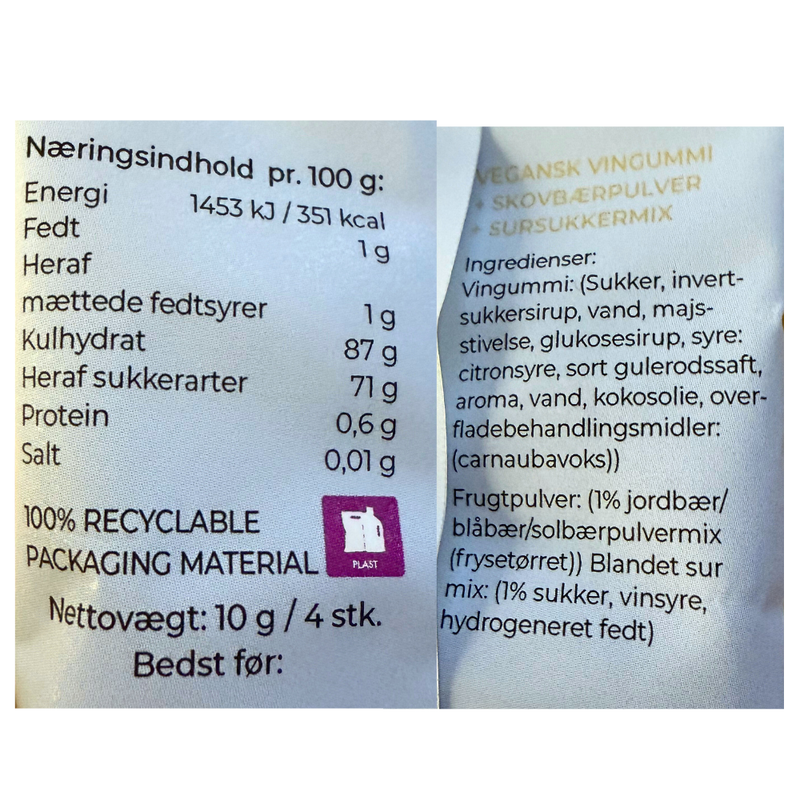 Vingummi med hvid chokolade og vilde bær. Flowpack - Box the original ...