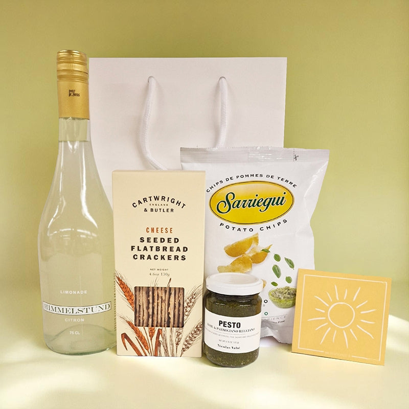 Sommergave med lækre snacks og cider