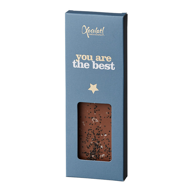 Chokoladeplade fra xocolatl med teksten 'you are the best'