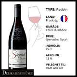 Rødvin fransk. Votes du Rhone, Le Gravillas Seguret