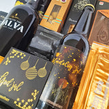 Smuk julekurv fra Delikatessehuset med portvin, juleøl, chips og chokolade