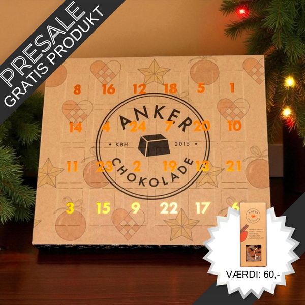 Smuk økologisk julekalender med unikke smagsoplevelser fra Anker Chokolade – håndlavede fyldte chokolader til julens søde stunder	