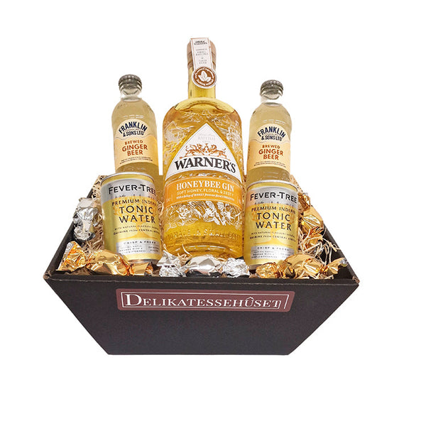 Gavekurv - Gavekurv m. Warner's Honeybee gin, tonicvand og garniture