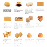 Amber julekalender fra Summerbird med fyldte chokolader, trøfler og dragéer i 24 varianter