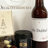 Gavepose med juleøl, lakrids og pebernødder