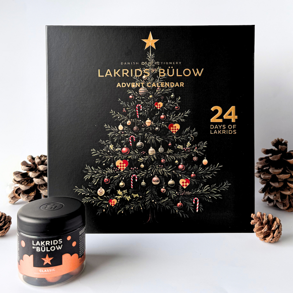 Lakrids by Johan Bülow lakridsjulekalender med 24 låger, fyldt med dansk gourmetlakrids