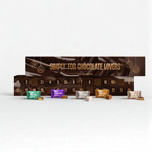 Julekalender fra Simply Chocolate. Simply for Chocolate Lovers. Bestil online ved Delikatessehuset.