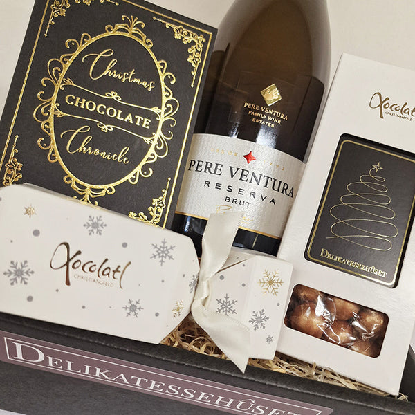 Gavekurv - julekurv med Cava og chokolade