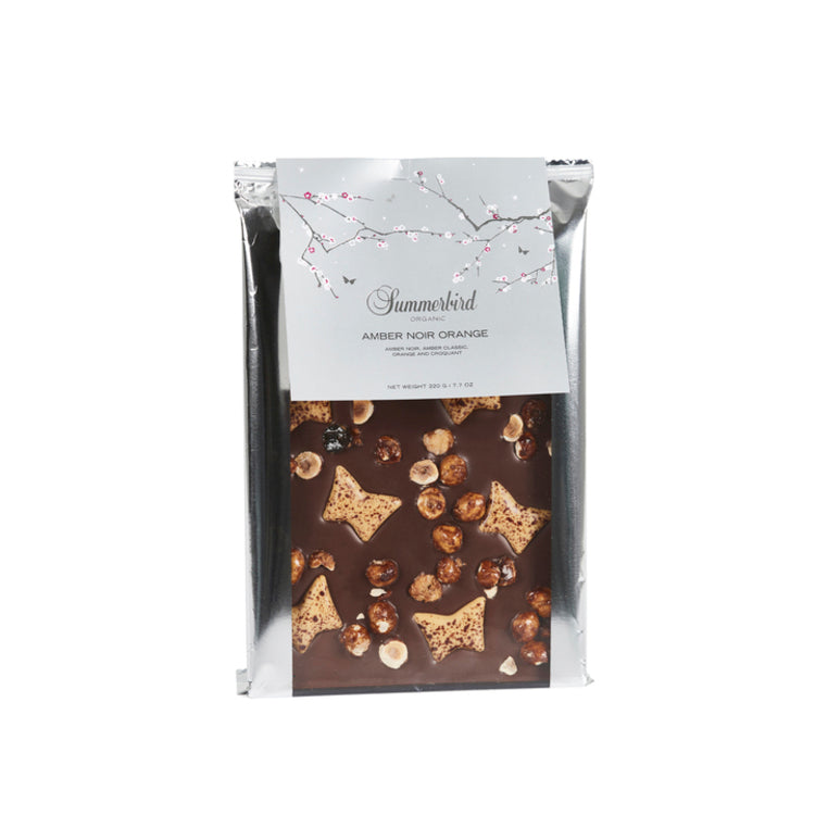 Chokoladebar fra Summerbird, Amber Noir Orange, 220gr.