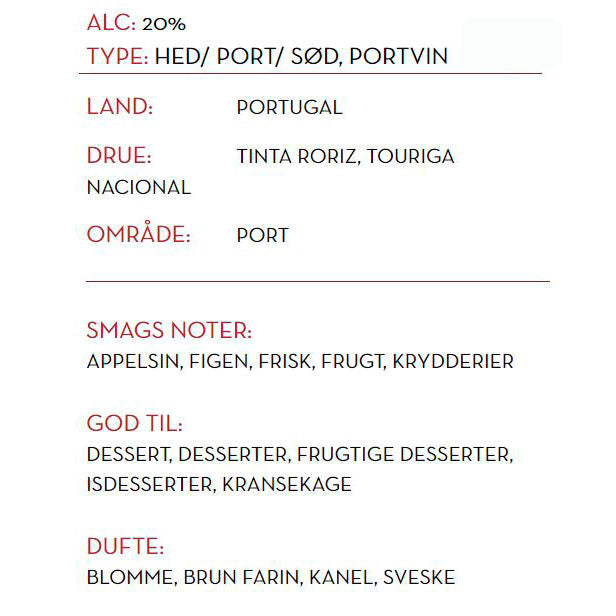Portvin 20 års. Dalva Portvin