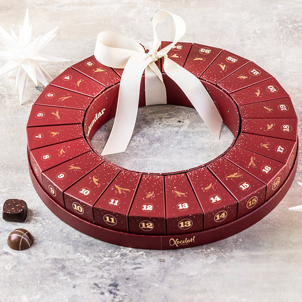 Julekalender – smuk julekrans med chokolade fra Xocolatl