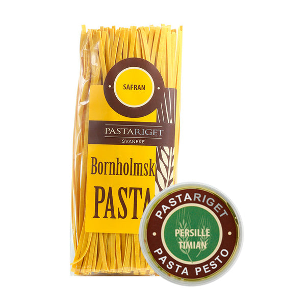 Pastariget Bornholm, Safran, Persille og timian pasta og pesto