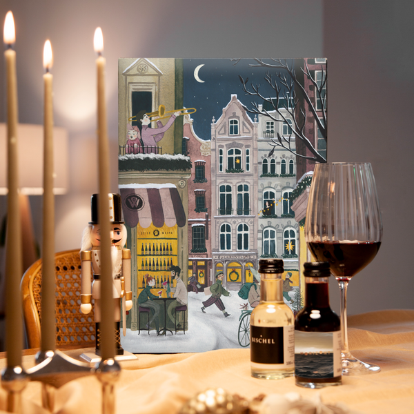 Luksus vin julekalender, fyldt med 24 små flasker vin