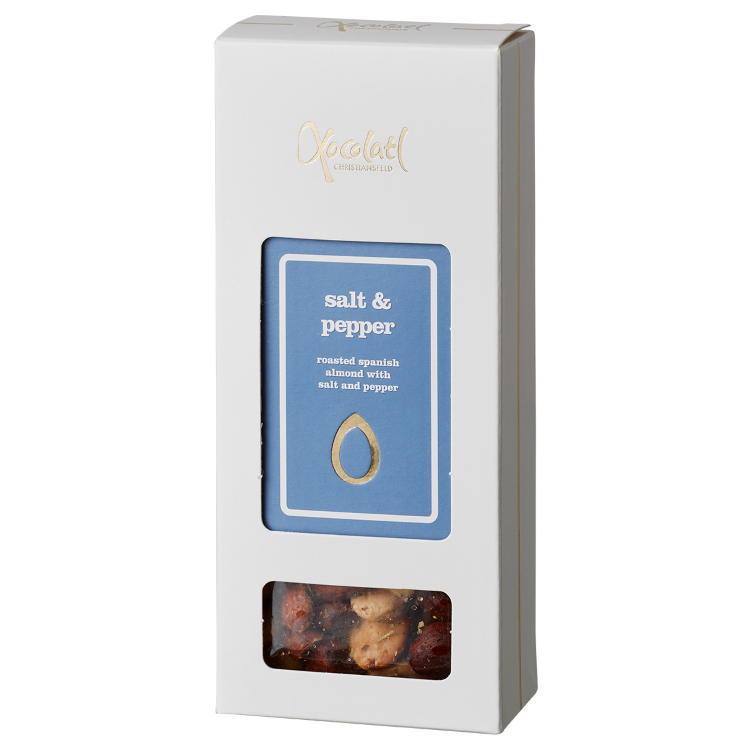 Salt&Pepper spanske mandler fra Xocolatl. Online hod Delikatessehuset.dk