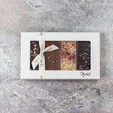 Gaveæske med chokolade med fire forskellige slags chokolade