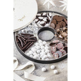 Xocolatl chokoladegave i rund æske med hvidt låg og bånd