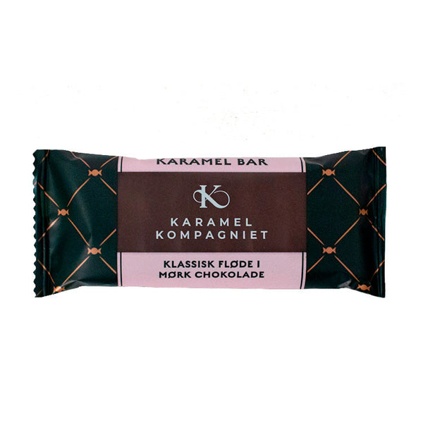 En karamelbar med fløde i mørk chokolade, fra Karamel Kompagniet.
