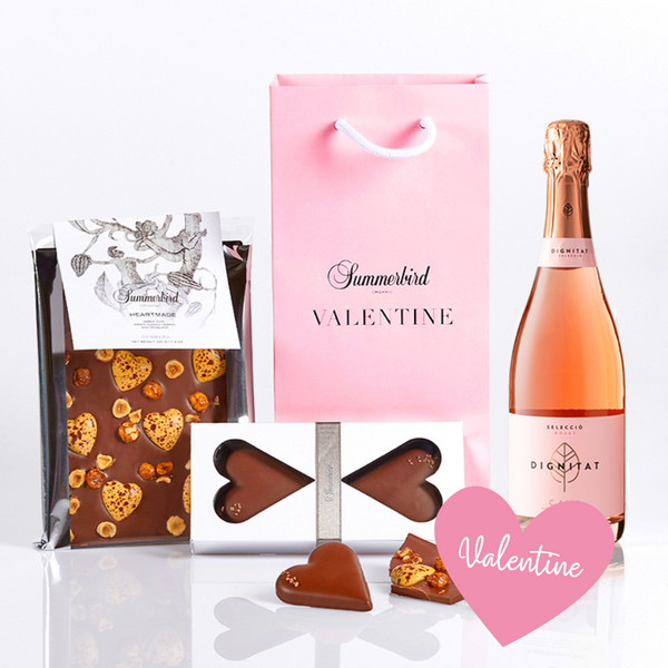 Valentinsgave med Summerbird chokolade og en skøn mousserende rosévin